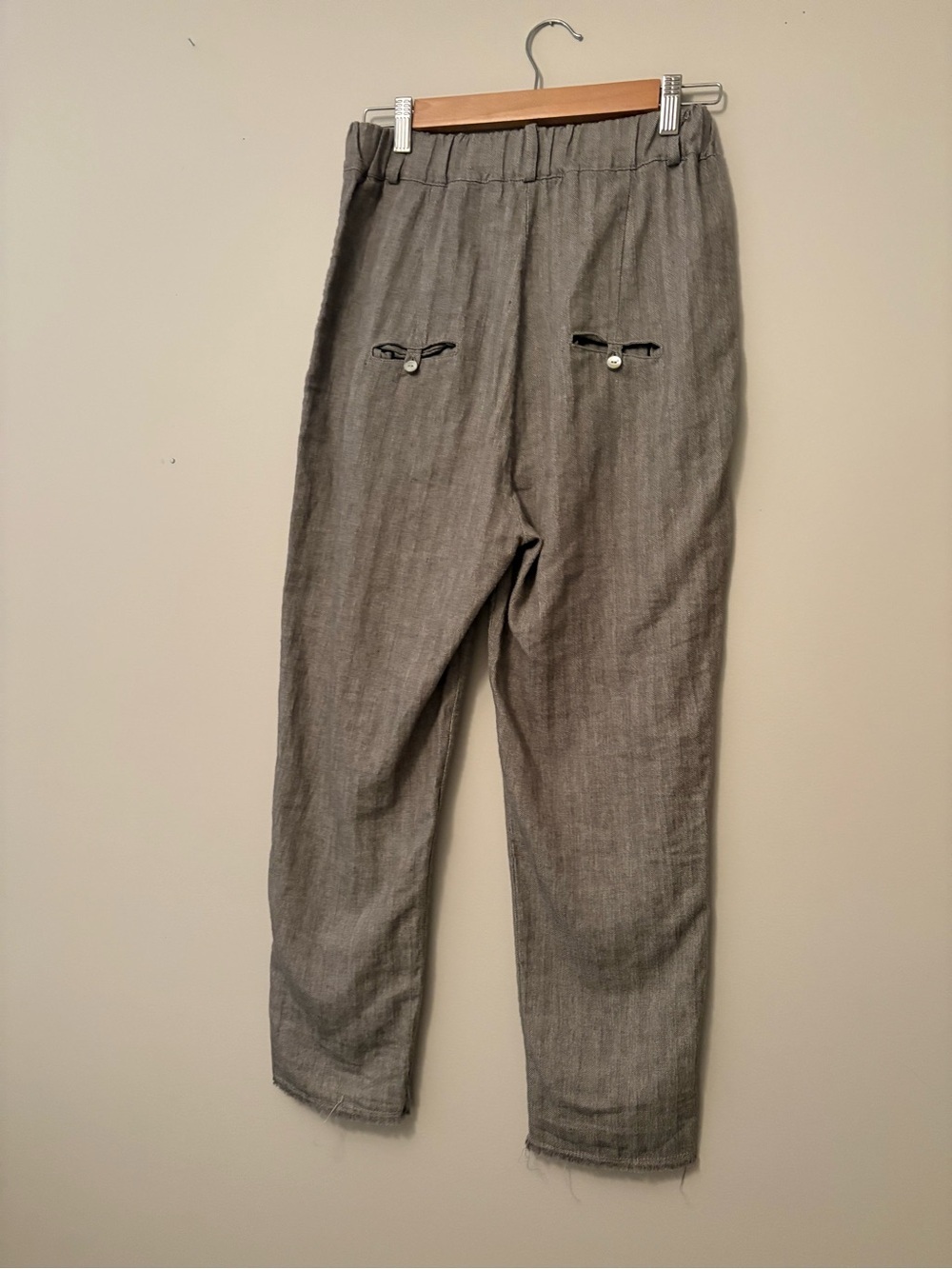 Niña Loca Roma Made in Italy Linen Cotton Herringbone Pleated Pants - Size S - Picture 5 of 10